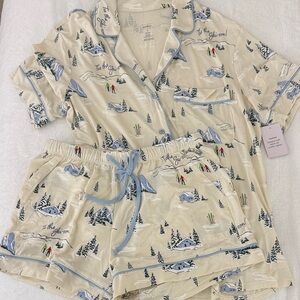 Auden Cream and Blue Pajama Set